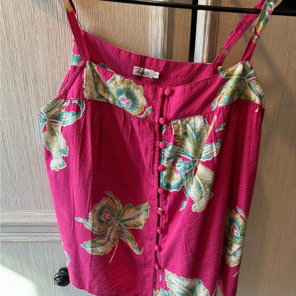 Faherty Pink Floral Button-Front Camisole